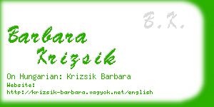 barbara krizsik business card